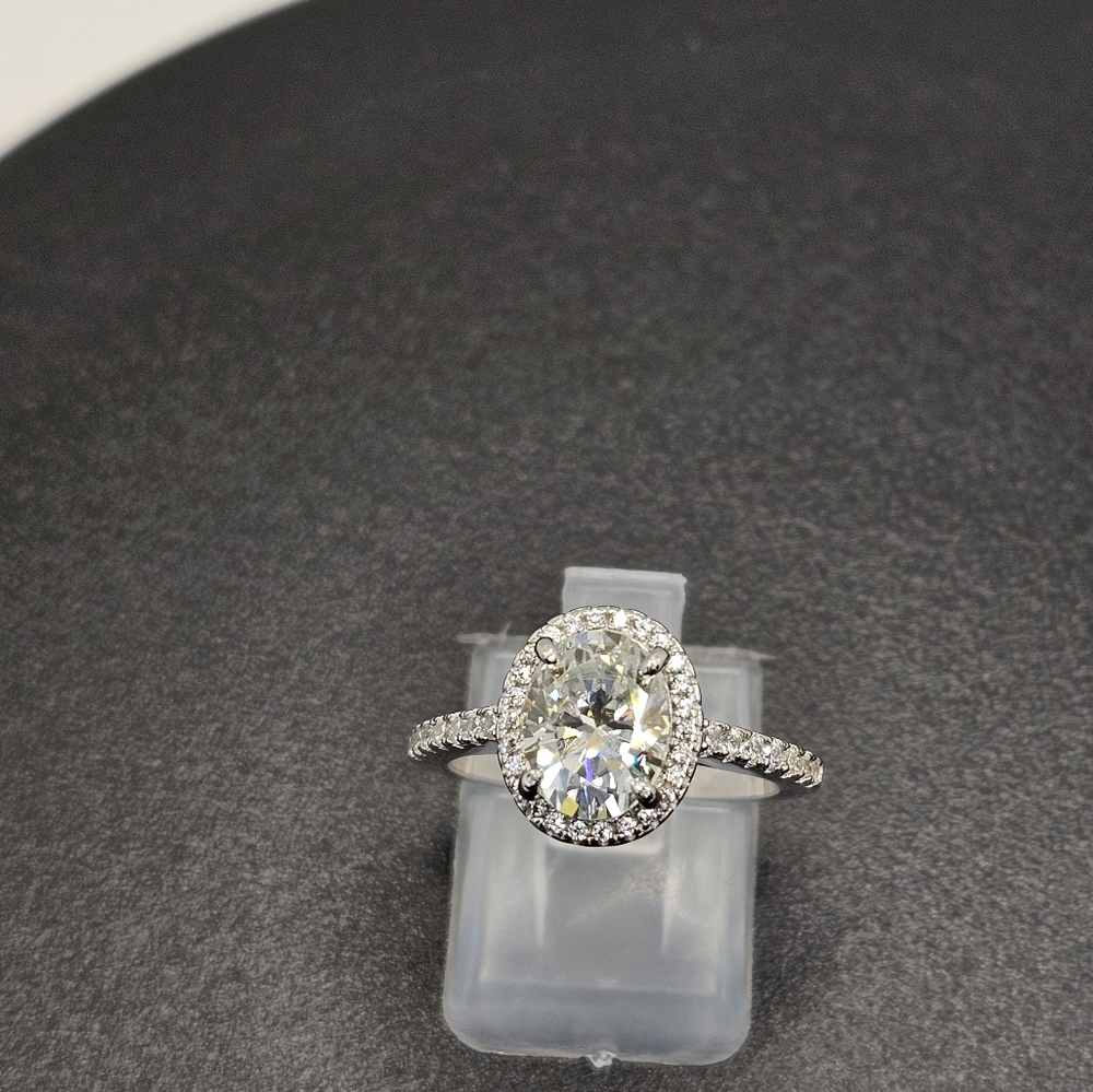 Certified GRA Moissanite Ring 18k White Gold over Sterling Silver Sz 8! … - Picture 9 of 17